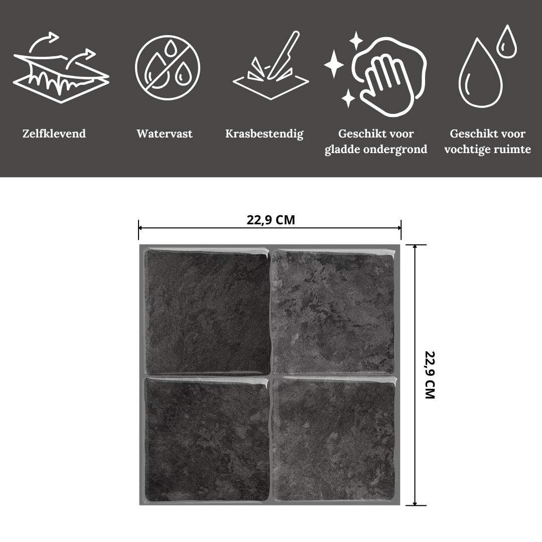 Plaktegel Black mist vierkant 1mm