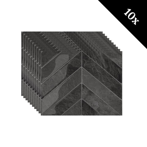 Plaktegel Black mist chevron 1mm
