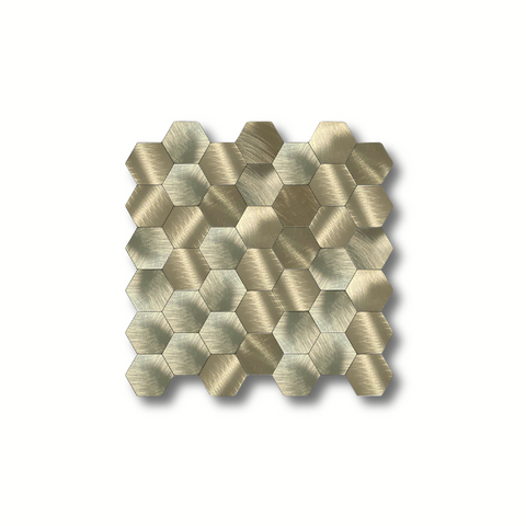 Mozaïek plaktegel geborsteld goud hexagon