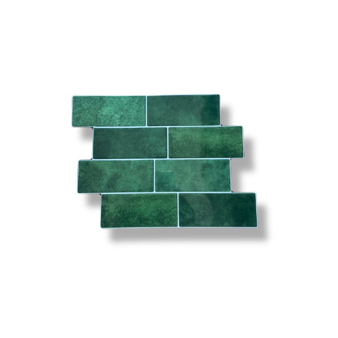Groene plaktegels Evergreen elegance op een witte achtergrond