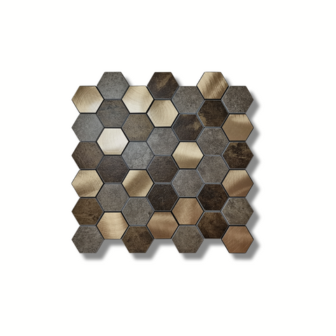 Mozaïek plaktegel bruin goud hexagon