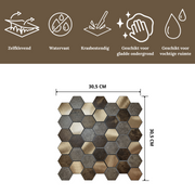 Plaktegels Mozaiek multikleur Bruin Goud Specificaties