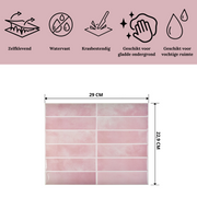 Roze plaktegels zelfklevende tegels  Rose bliss met afmetingen en specificaties