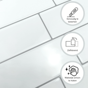 Plaktegels wandpanelen zelfklevende tegels basic white closeup